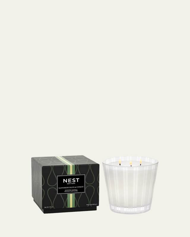 Santorini Olive and Citron 3 Wick Candle, 21.2 oz.